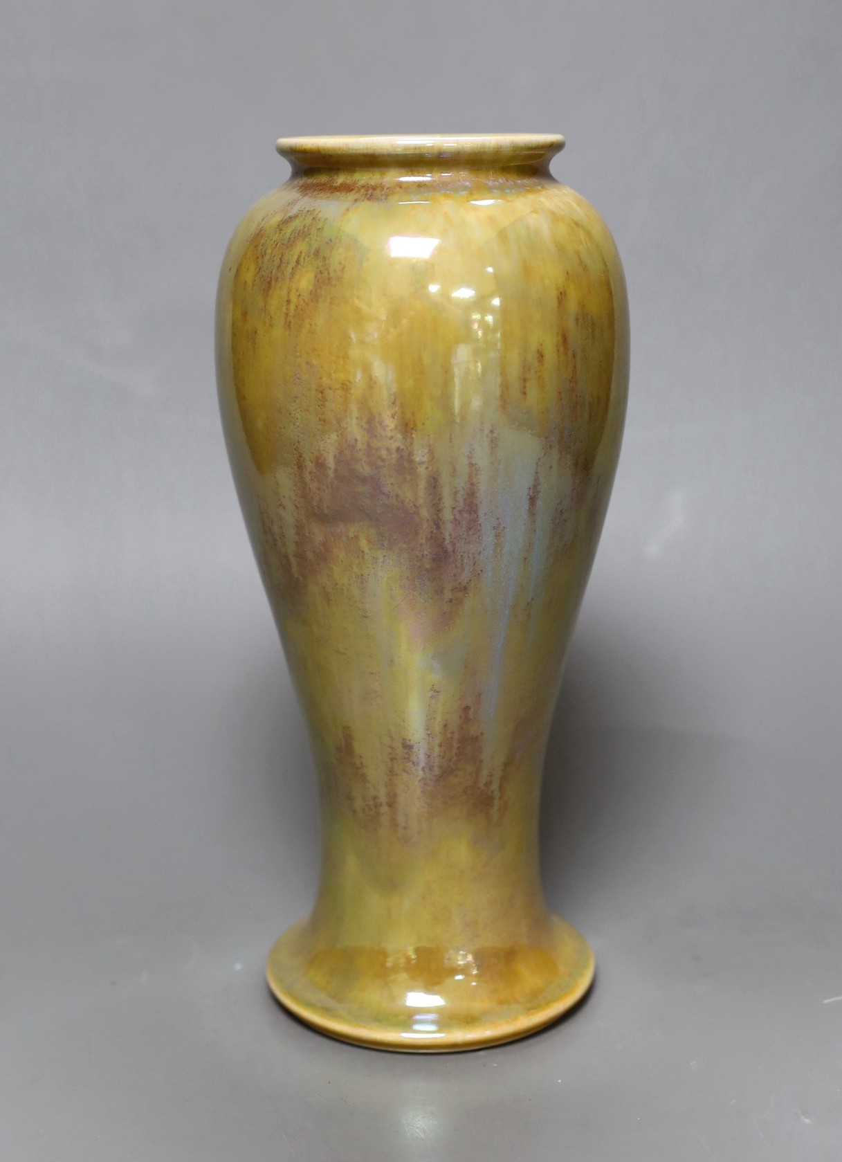 A Ruskin buff lustre glazed monochrome vase, dated 1923, 23cm